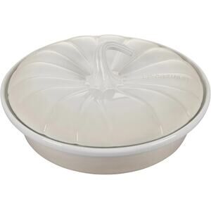 Le Creuset Pumpkin Stoneware Baker Pie Dish Lid Meringue Off White Cream Autumn